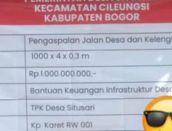 Program Bankeu pengaspalan Desa situsari kecamatan cileungsi menuai tanda tanya